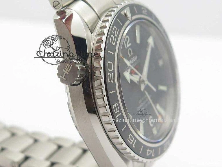 0119 Planet Ocean GMT 42mm V6F Best Edition Black Dial Silver Markers On SS Bracelet A Casual 8273